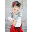 Grey Soft Fur Wedding Flower Girl Shawl Coat Cape & Fingerless Gloves SH89